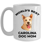 Carolina Best Dog Mom ceramic Coffee Mug white and color two tone