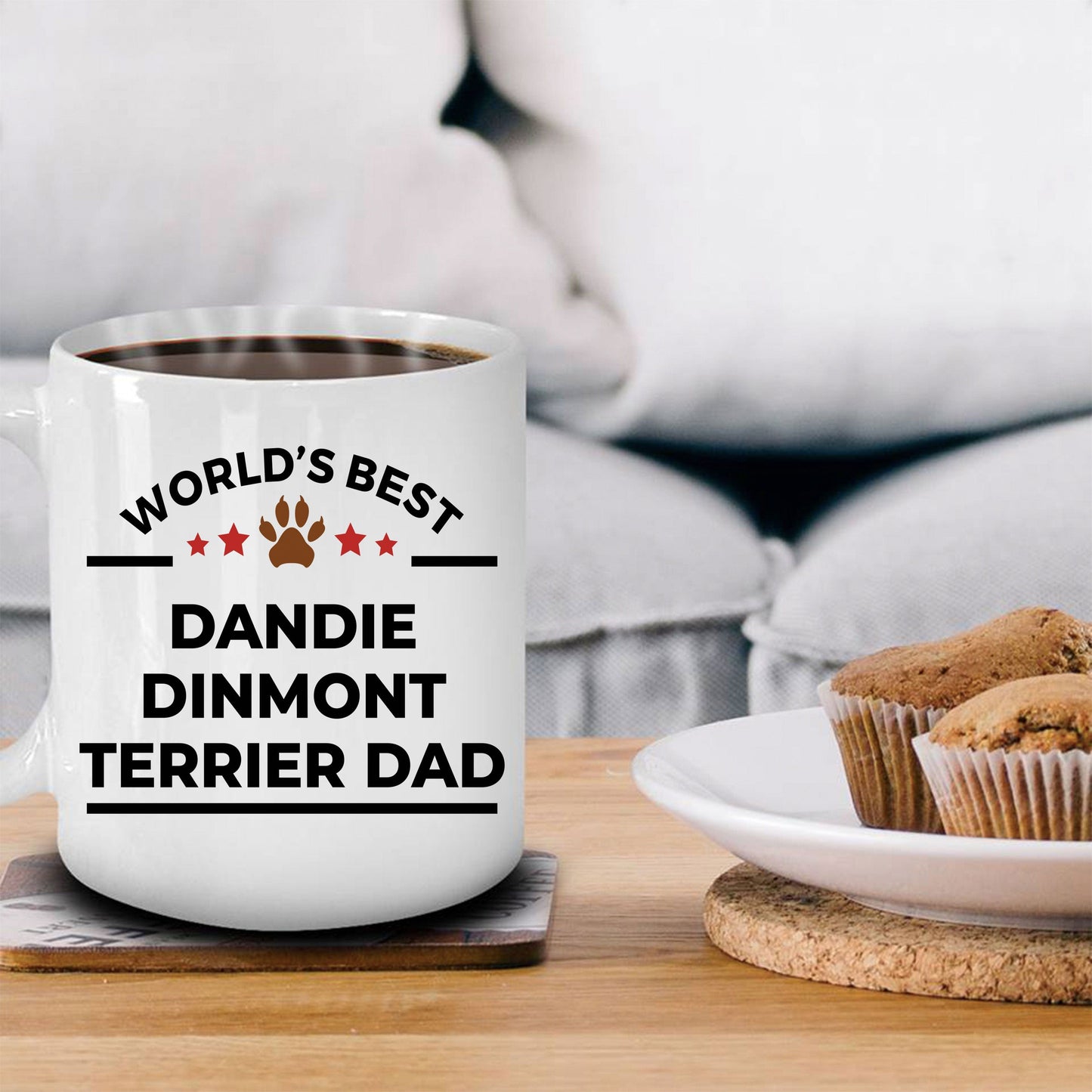 Dandie Dinmont Terrier Dog Lover Gift World's Best Dad Birthday Father's Day Ceramic Coffee Mug