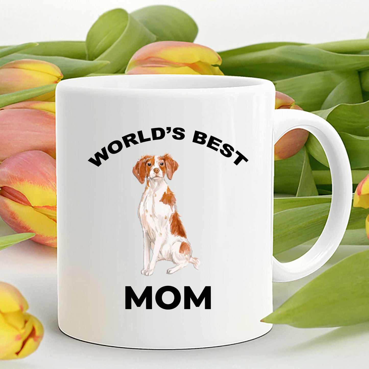 Brittany Spaniel Best Dog Mom Ceramic Coffee Mug