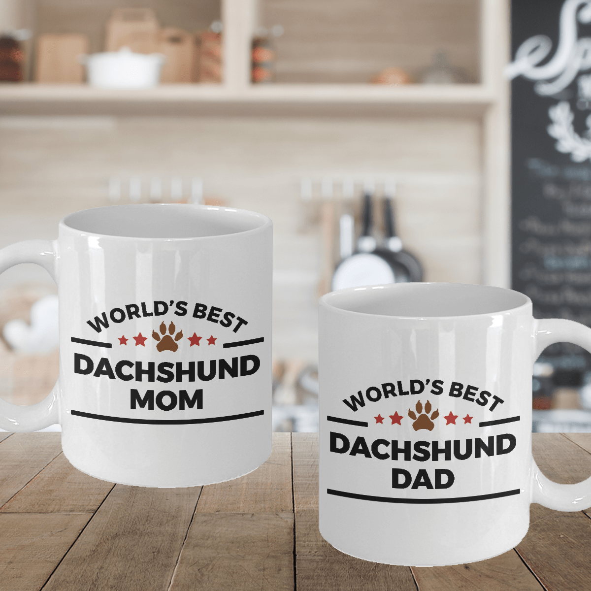 World's Best Dachshund Dad and Mom Couple Ceramic Mug - Set of 2 His and Hers