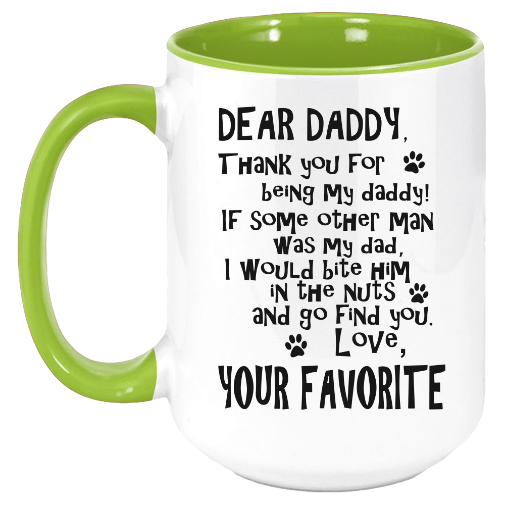 Funny Dog Daddy Two Tone Mug - Coffee Mug, White with Colored Inside and Handle