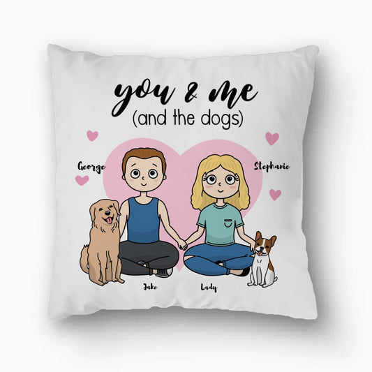 Custom You and Me and the Dog Large Square Pillow