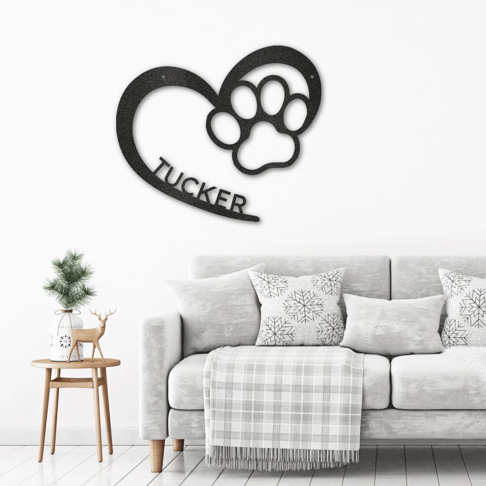 Puppy Love Monogram Custom Indoor Outdoor Steel Wall Sign Art