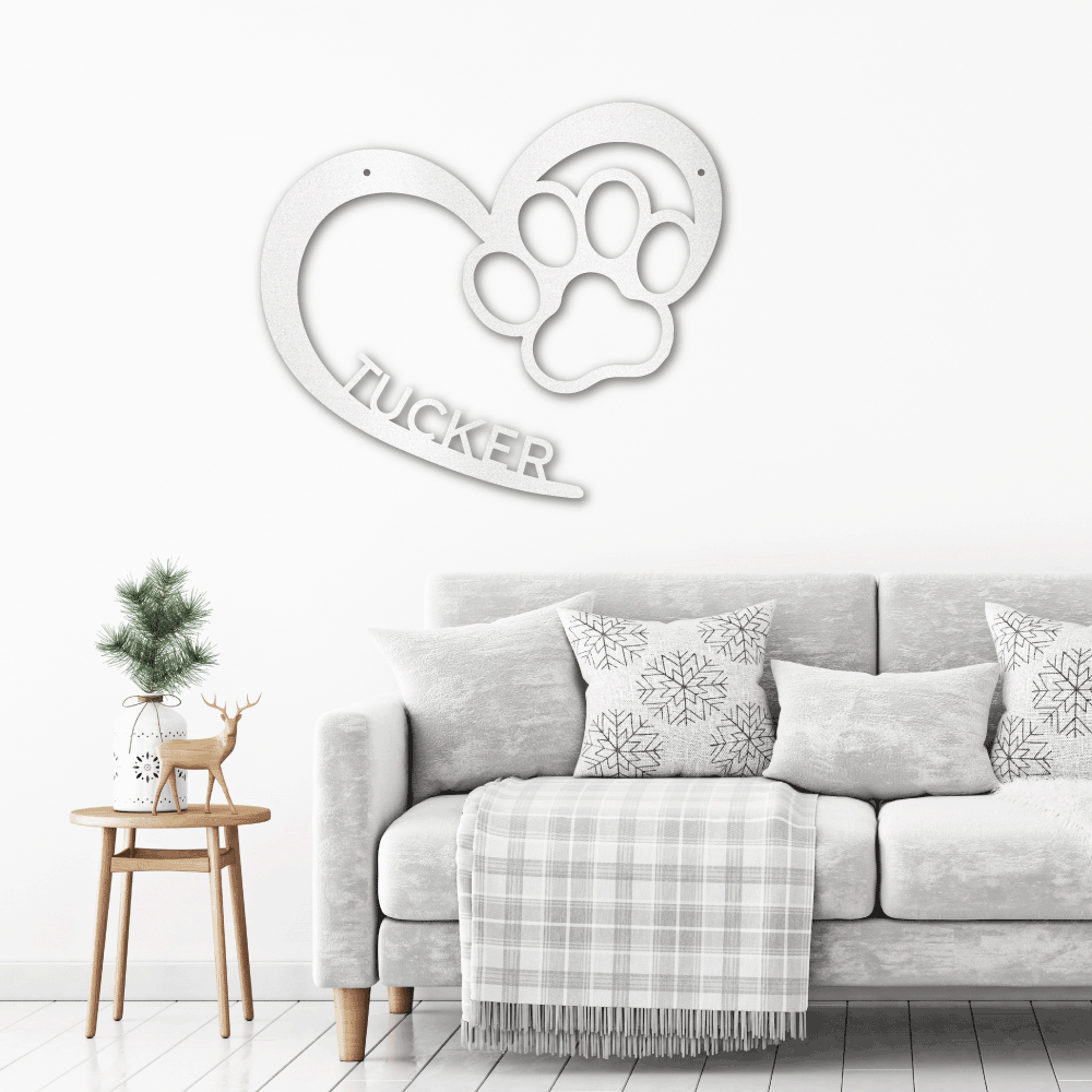 Puppy Love Monogram Custom Indoor Outdoor Steel Wall Sign Art