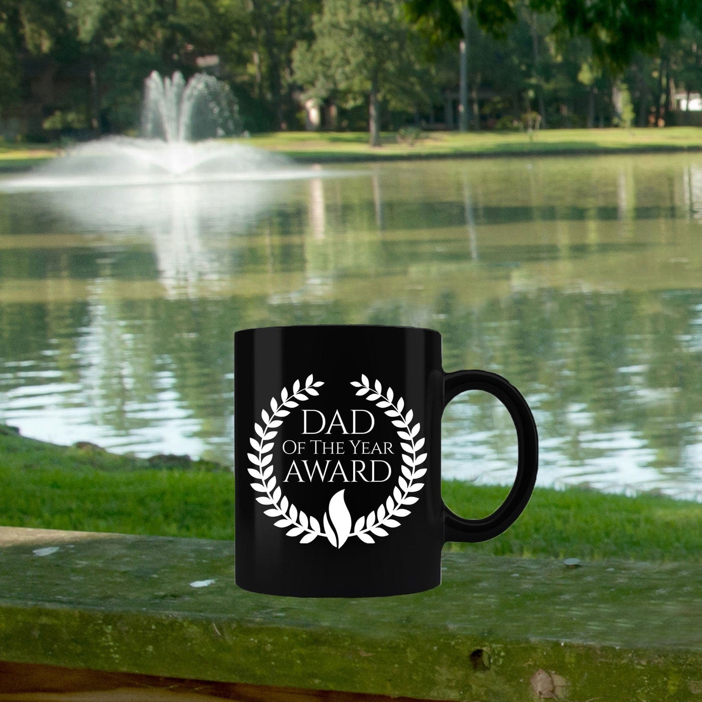 Dad of the Year Award Black Ceramic Mug