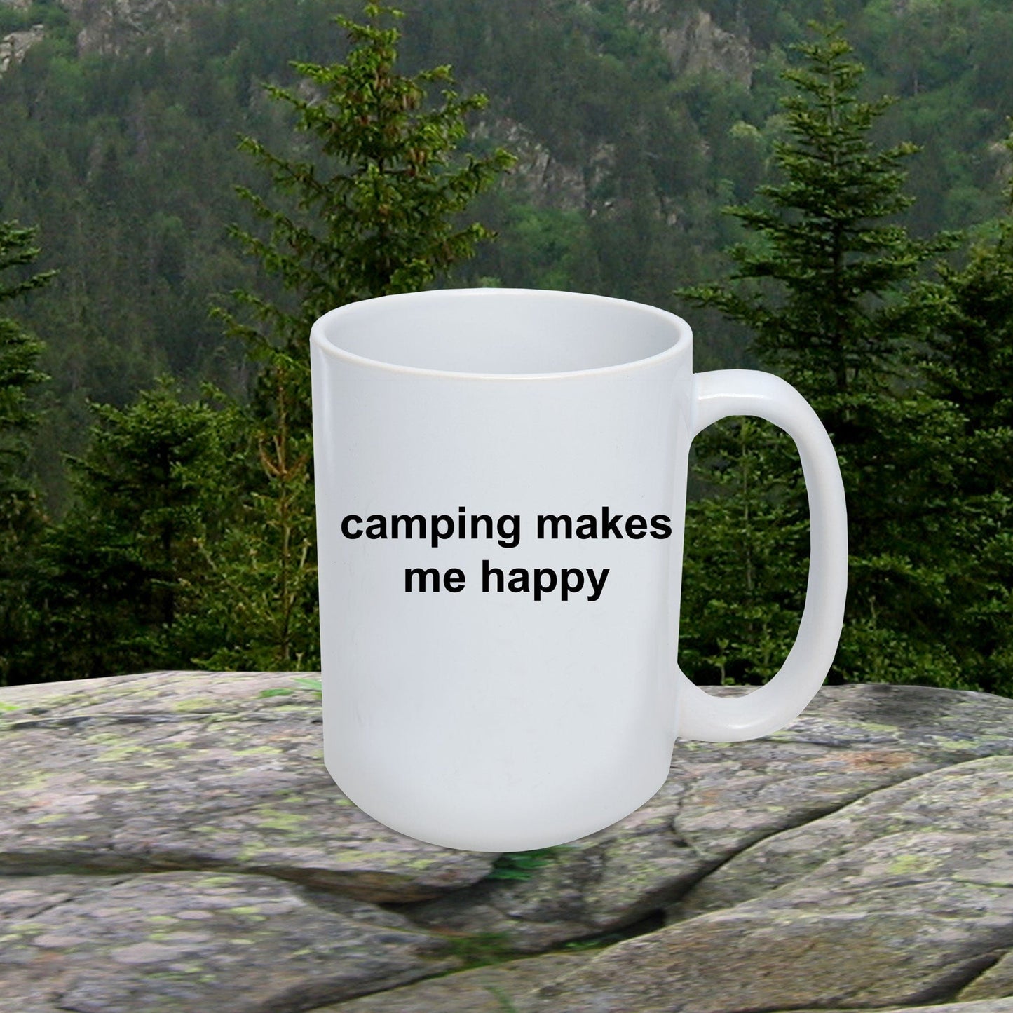 Camping Makes Me Happy White Mug