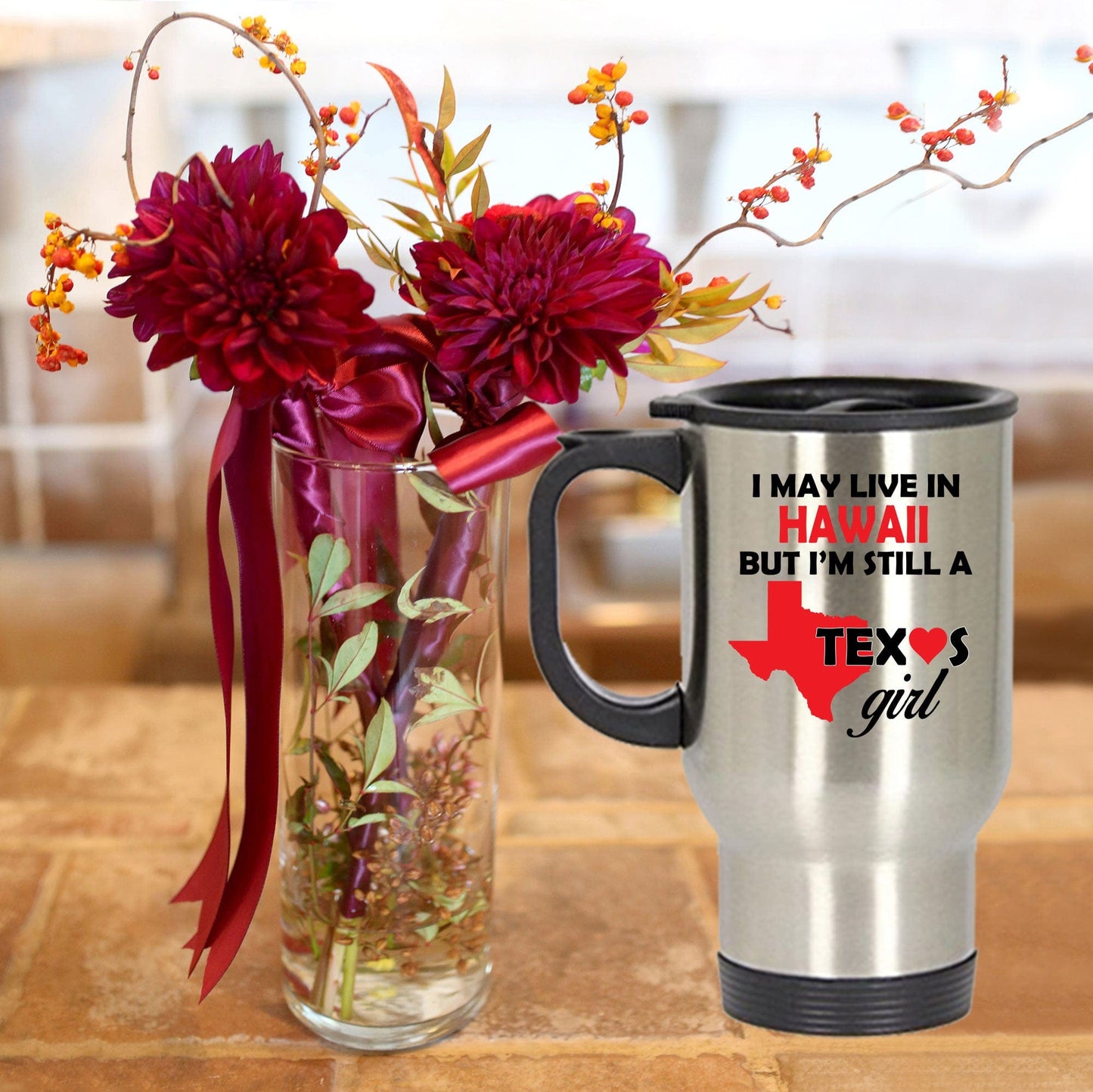 Texas Girl Living in Hawaii Funny Travel Mug