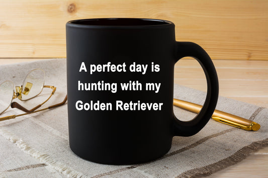 Golden Retriever Dog Hunting Perfect Day Black Coffee Mug