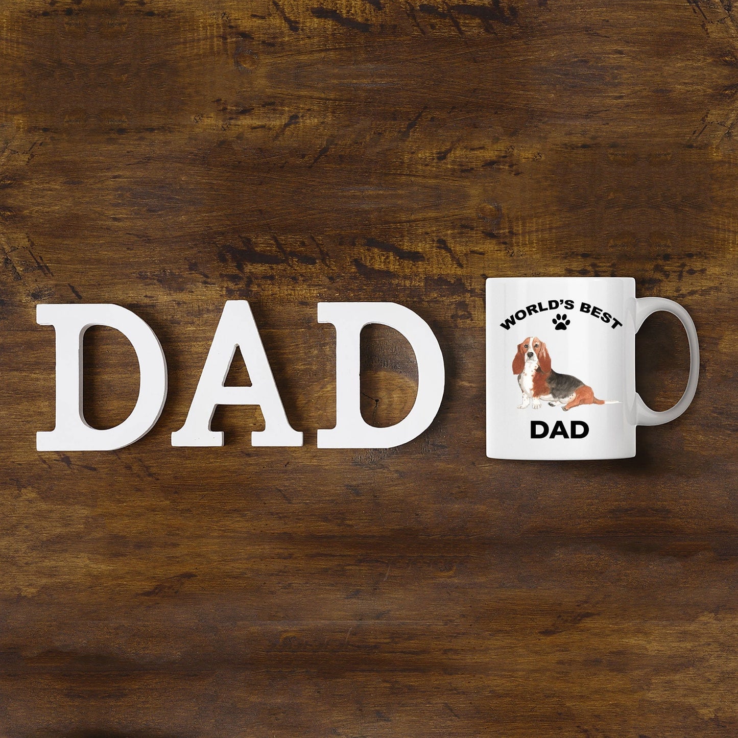 Basset Hound Best Dad Watercolor Print Coffee Mug