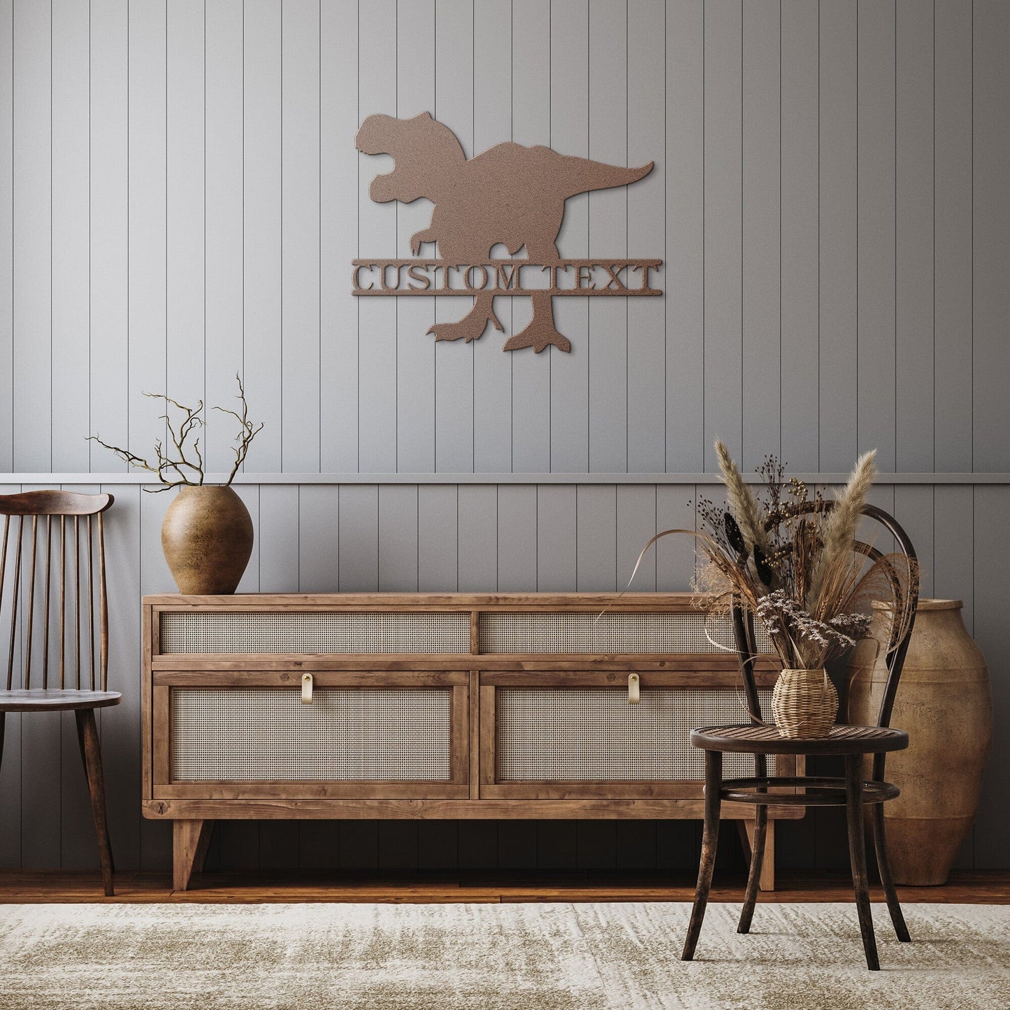 Dinosaur T-Rex Personalized Name Metal Art Wall Sign