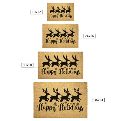 Happy Holidays Reindeer Outdoor Mat