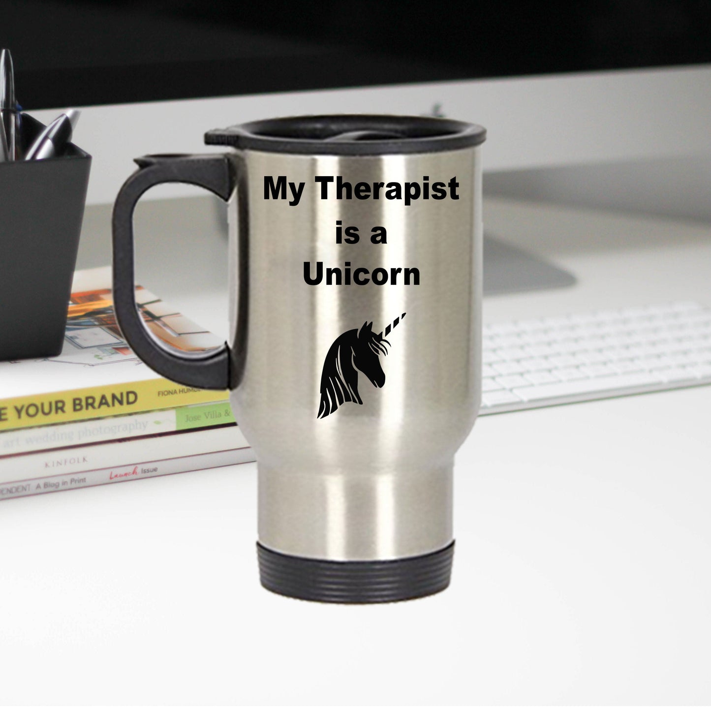 Unicorn Therapist Travel Tumbler Mug