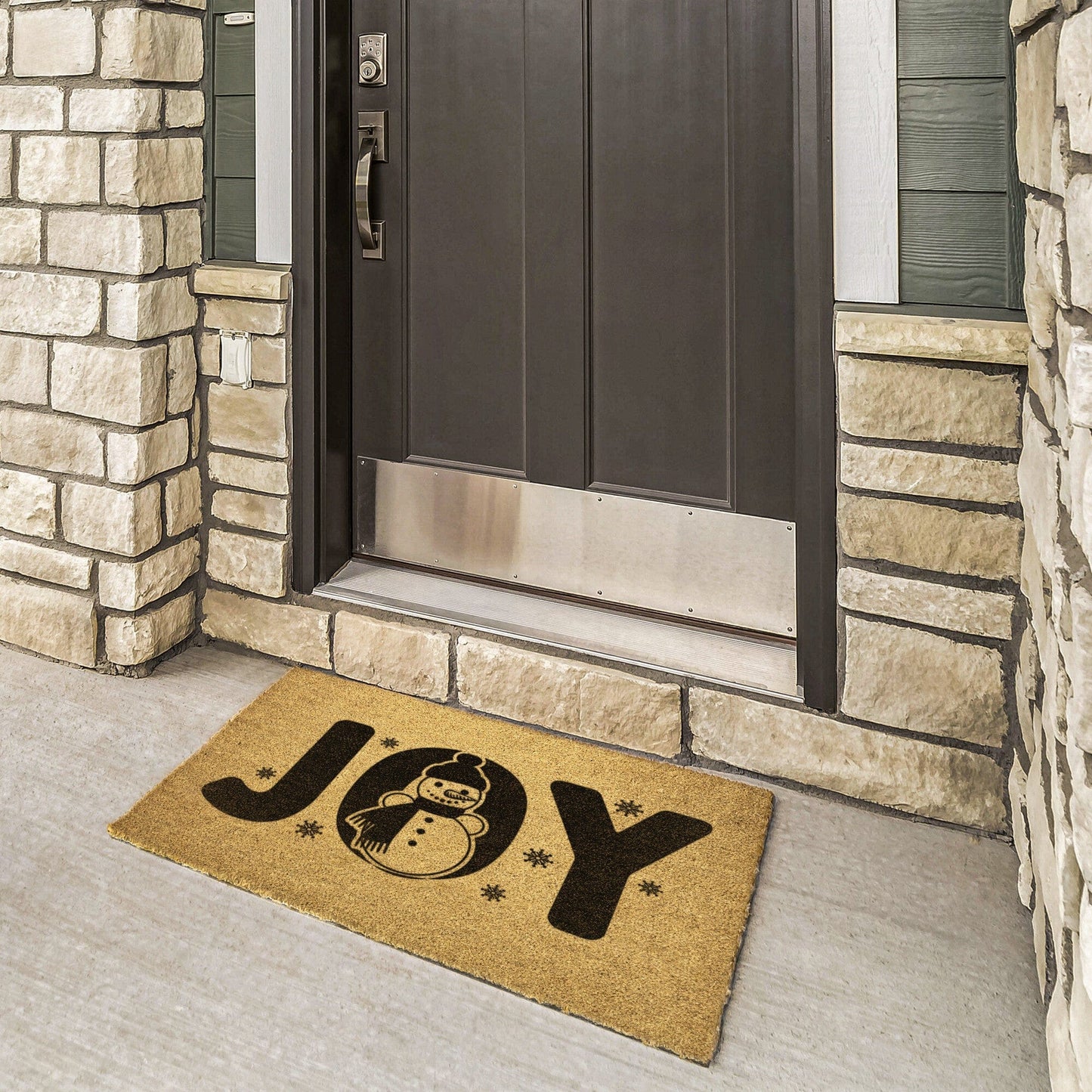 Joy Christmas Snowman Outdoor Mat
