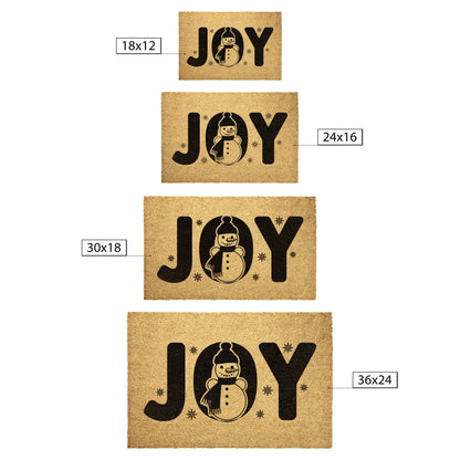 Joy Christmas Snowman Outdoor Mat