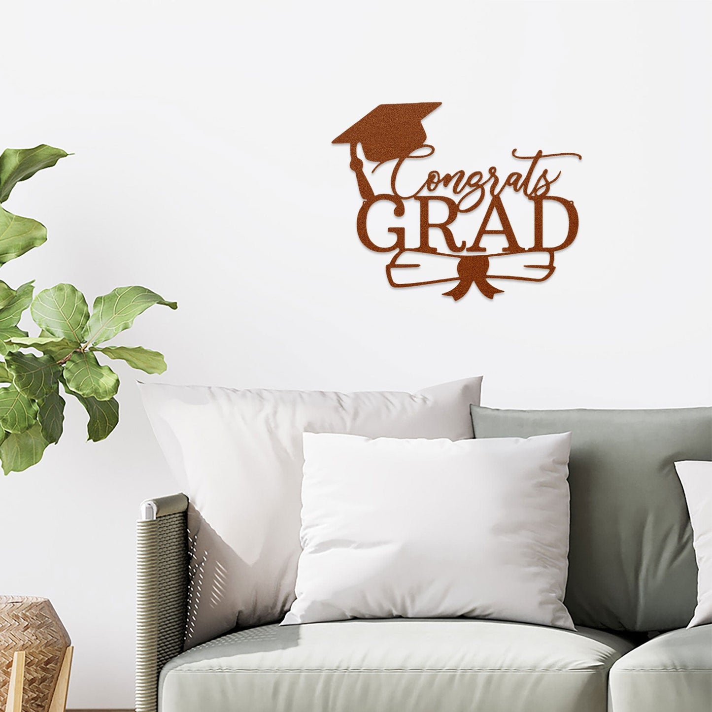 Congrats Grad Metal Wall Art Sign – Graduation Cap Diploma Steel Decor – Graduation Party Decor – Senior Gift Idea – Outdoor Metal Sign