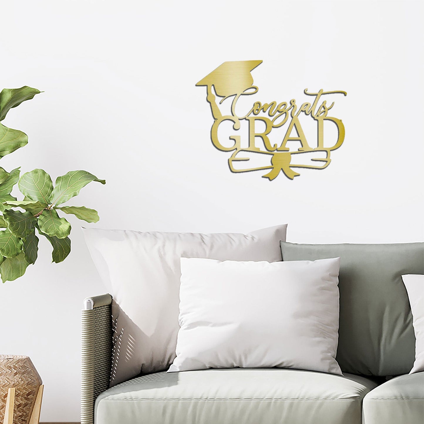 Congrats Grad Metal Wall Art Sign – Graduation Cap Diploma Steel Decor – Graduation Party Decor – Senior Gift Idea – Outdoor Metal Sign