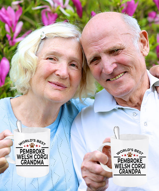 Pembroke Welsh Corgi Dog Grandpa and Grandma Coffee Mugs - Set of 2 - His and Hers