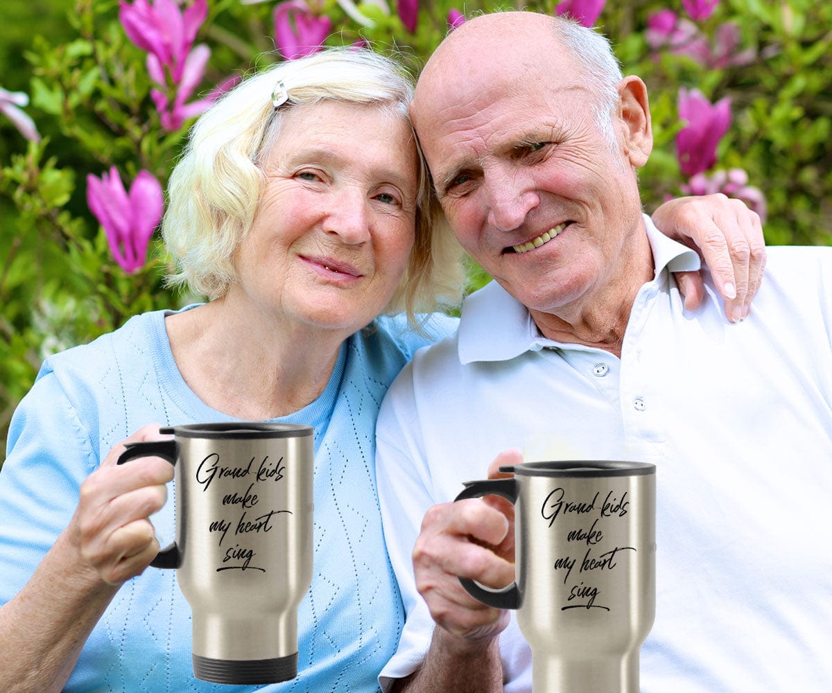 Grandmother or Grandfather - Grand-kids Make My Heart Sing Travel Mug