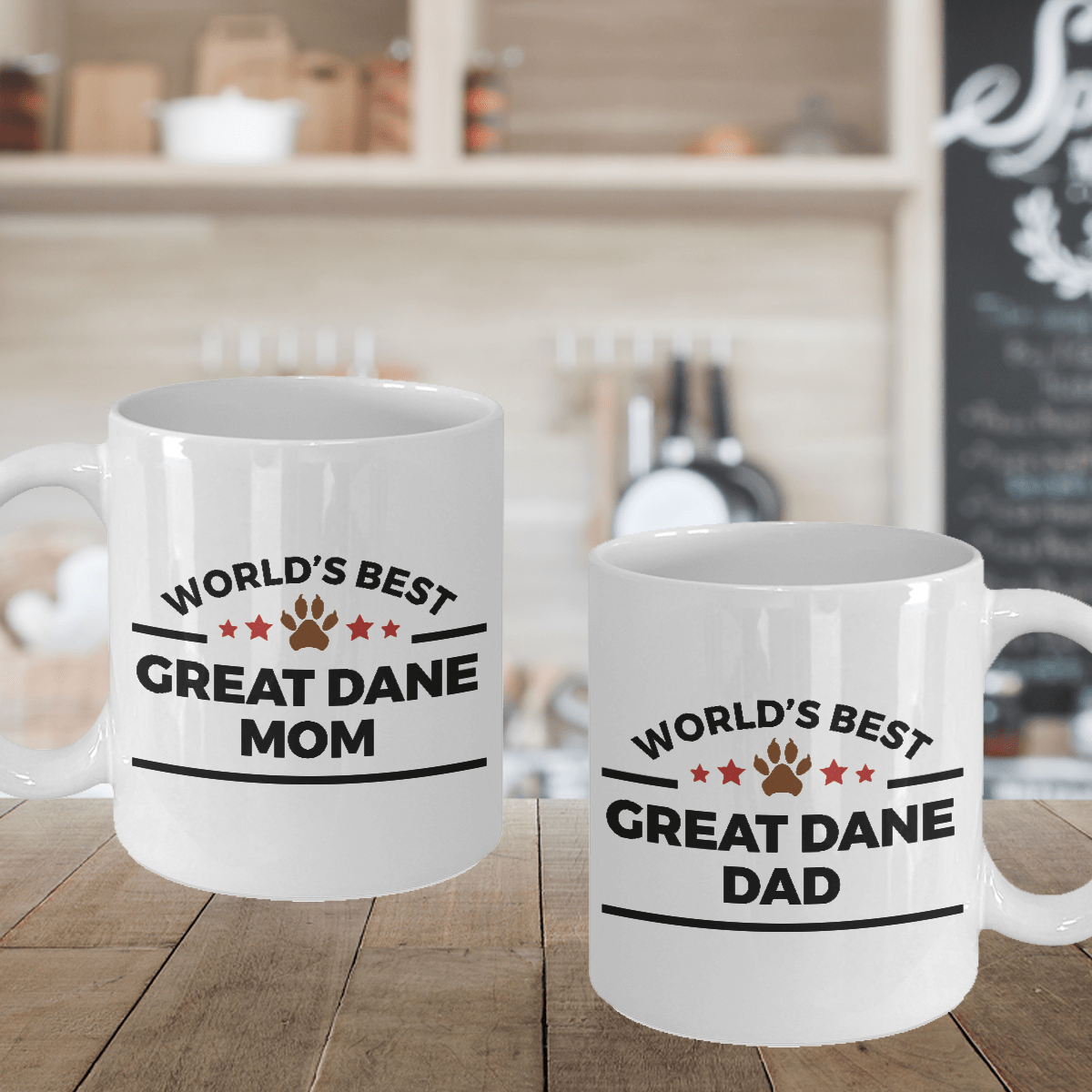 Great Dane Dog Dad and Mom Couple Set of 2 Cups