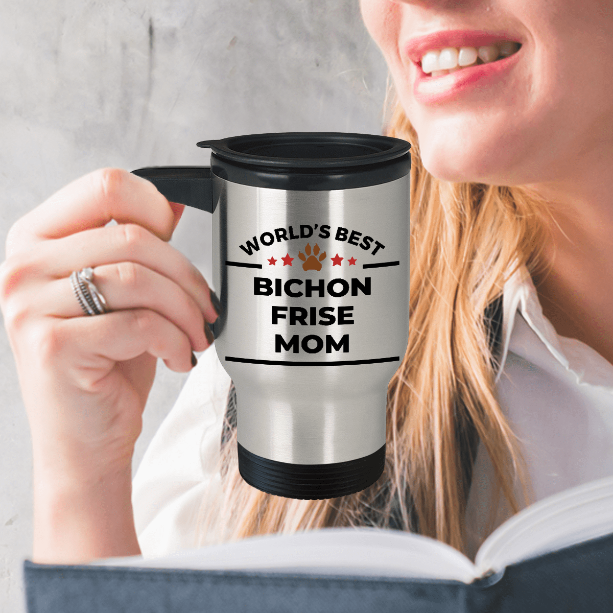 Bichon Frise Dog Mom Travel Coffee Mug