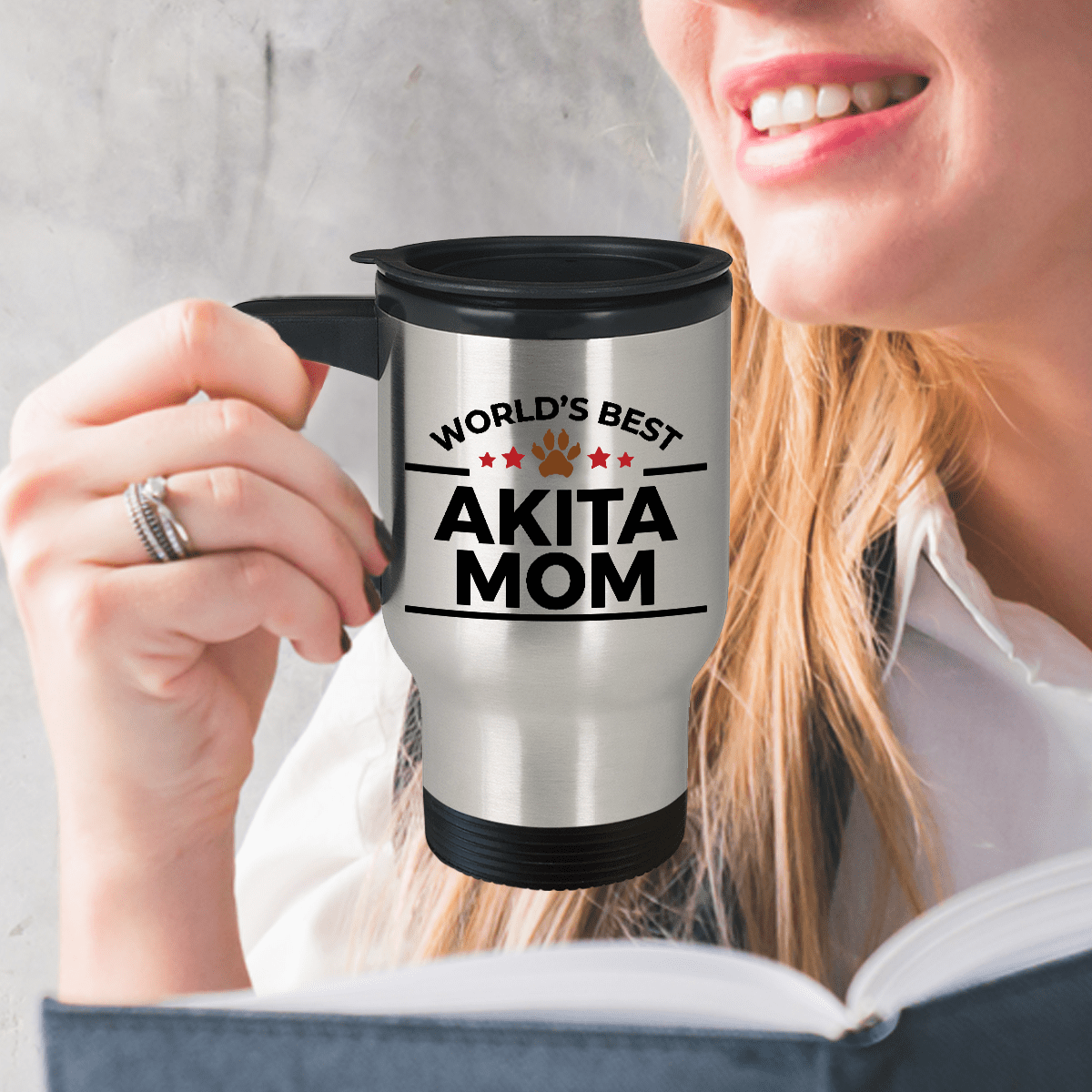 Akita Dog Mom Travel Coffee Mug