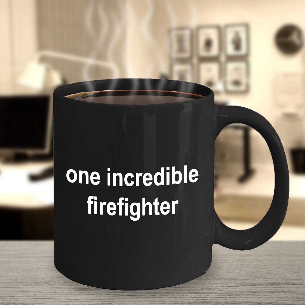 Firefighter Gift for Him Funny Black Ceramic Coffee Cup