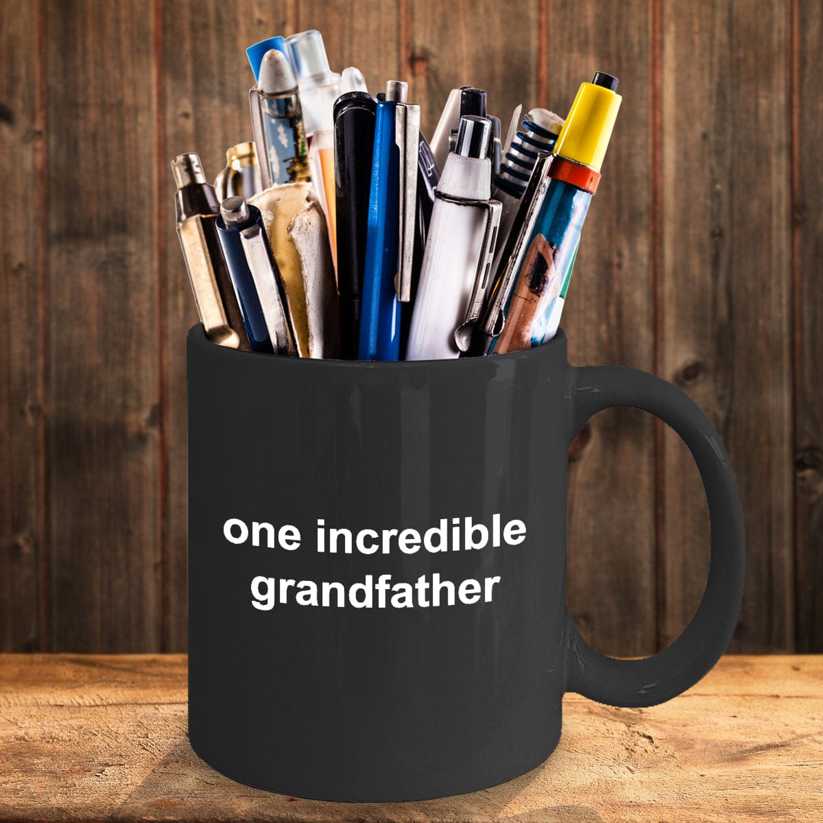 Grandfather Gift Father's Day Birthday One Incredible Grandfather Black Ceramic Coffee Mug