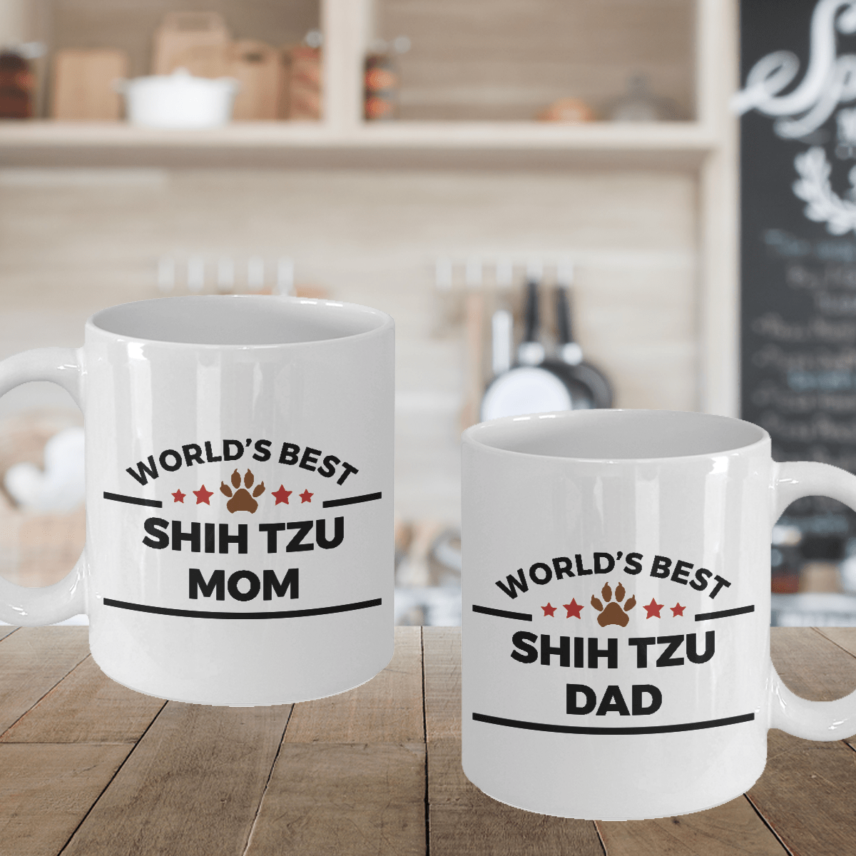 Shih Tzu Dog Dad and Mom Coffee Mug Set of 2