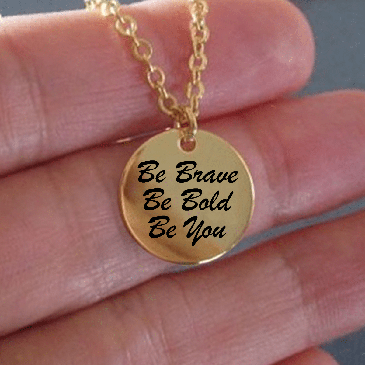 Be Brave Laser Engraved Pendant Necklace