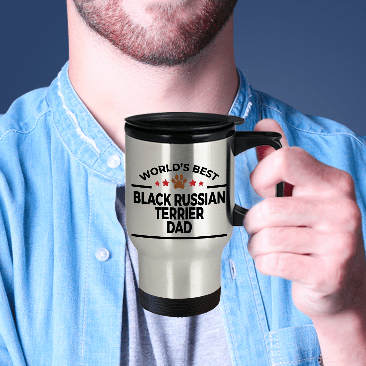 Black Russian Dog Dad Travel Coffee Mug