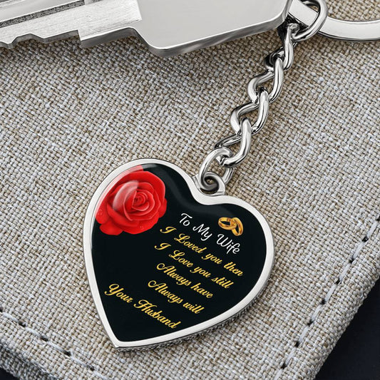 Engraved Heart Keychain Pendant Gift for Wife