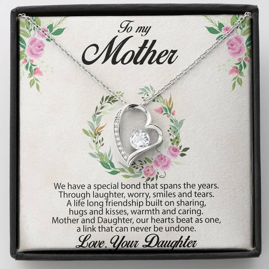 Gift for Mother From Daughter CZ Heart Pendant Necklace Message Card Gift Box