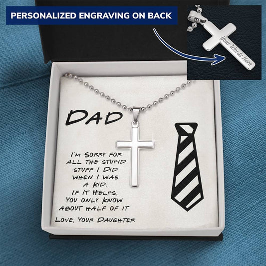Funny Gift For Dad from Daughter Cross Pendant Necklace