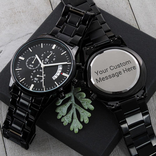 Custom Engraved Black Wrist Watch