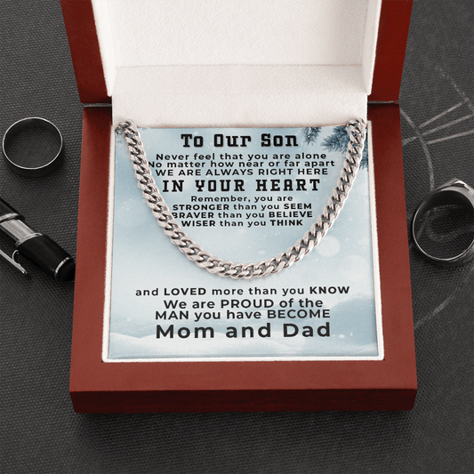 Gift for Son Love Mom and Dad Thick Link Chain Necklace