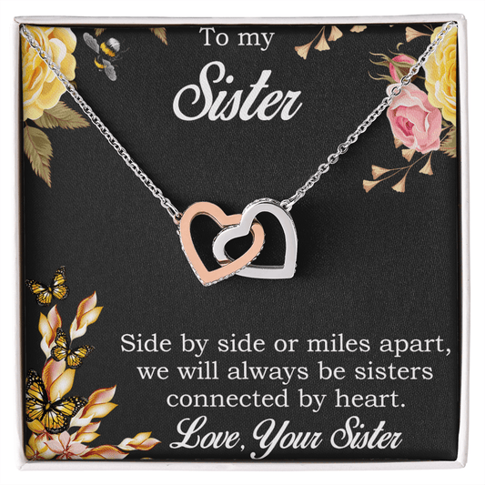 Gift for Sister - Connected by Heart Pendant Necklace