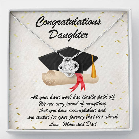 Graduation Congratulations for Daughter from Mom and Dad Necklace