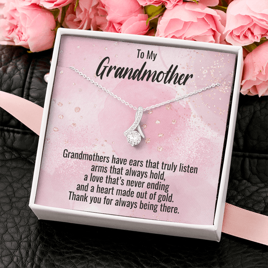 Grandmother Heart of Gold CZ Pendant Necklace