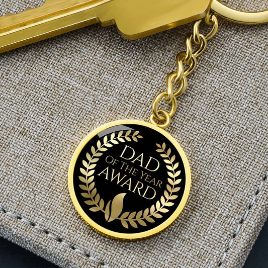 Dad of the Year Circle Pendant Key Chain - Engraving Available