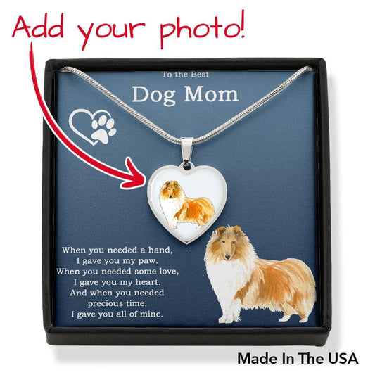 Dog Mom Remembrance Custom Photo and engraved Heart Pendant Necklace