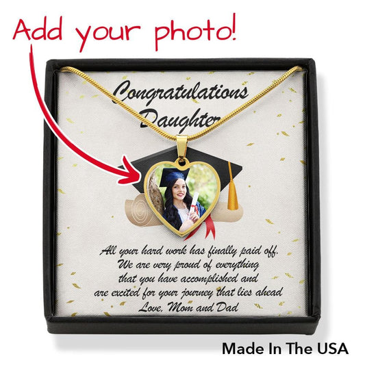 Daughter Graduation Personalized Photo Upload Heart Necklace
