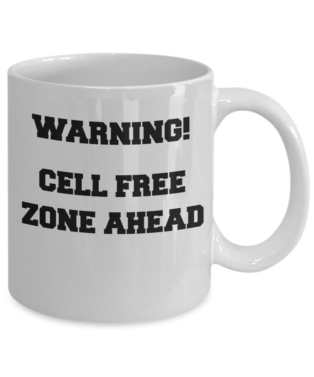 Warning! Cell Free Zone Ahead Camping Mug