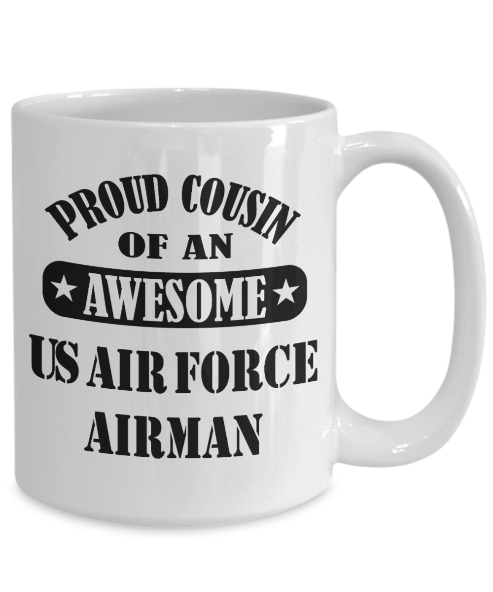 US Air Force Airman Proud Cousin Coffee mug