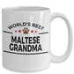 Maltese Dog Lover Gift World's Best Grandma Birthday Mother's Day White Ceramic Coffee Mug