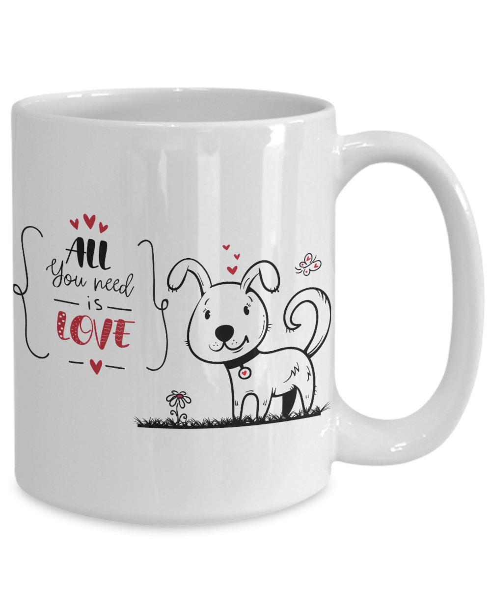 All You Need Is Love Cute Valentine Puppy Mug