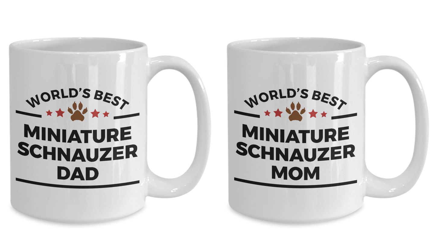 Miniature Schnauzer Dog  Mom and Dad Coffee Mug - Set of 2 His and Hers