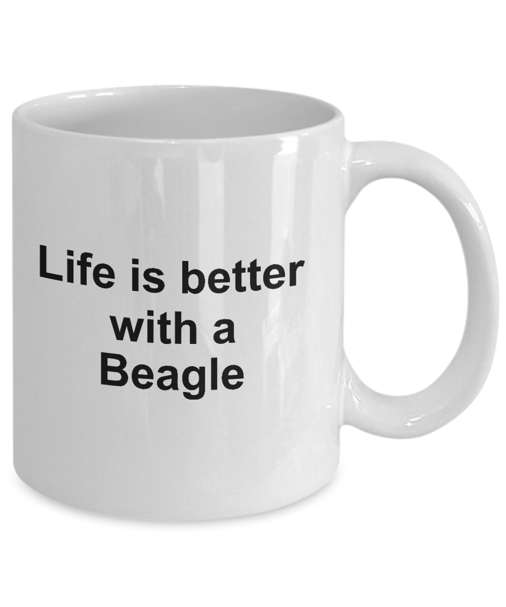 Beagle Dog Lover Gift Life is Better White Ceramic Coffee Mug
