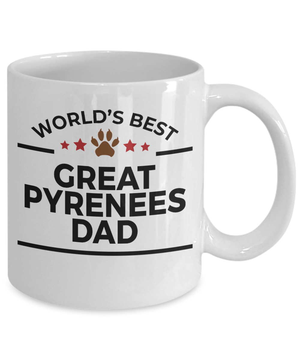 Great Pyrenees Dog Lover Gift World's Best Dad Birthday Father's Day White Ceramic Coffee Mug