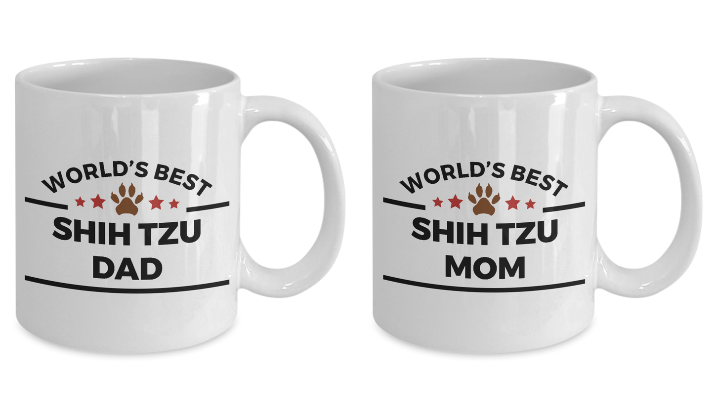Shih Tzu Dog Dad and Mom Coffee Mug Set of 2