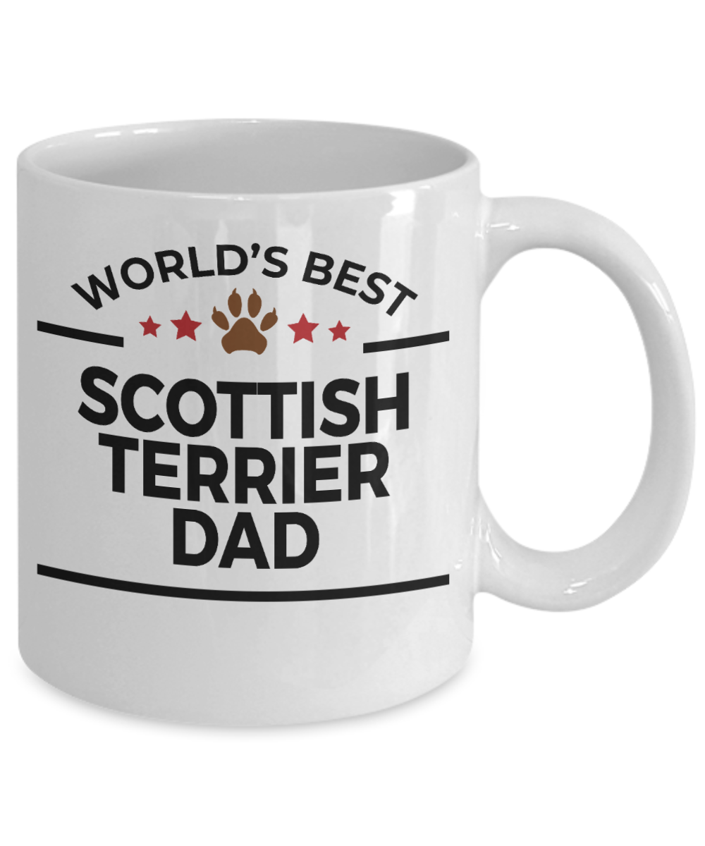 Scottish Terrier Dog Lover Gift World's Best Dad Birthday Father's Day White Ceramic Coffee Mug